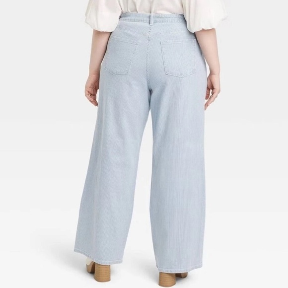 Universal Thread Jeans Relaxed Wide Leg Striped Size 17R Light Blue - Picture 13 of 13